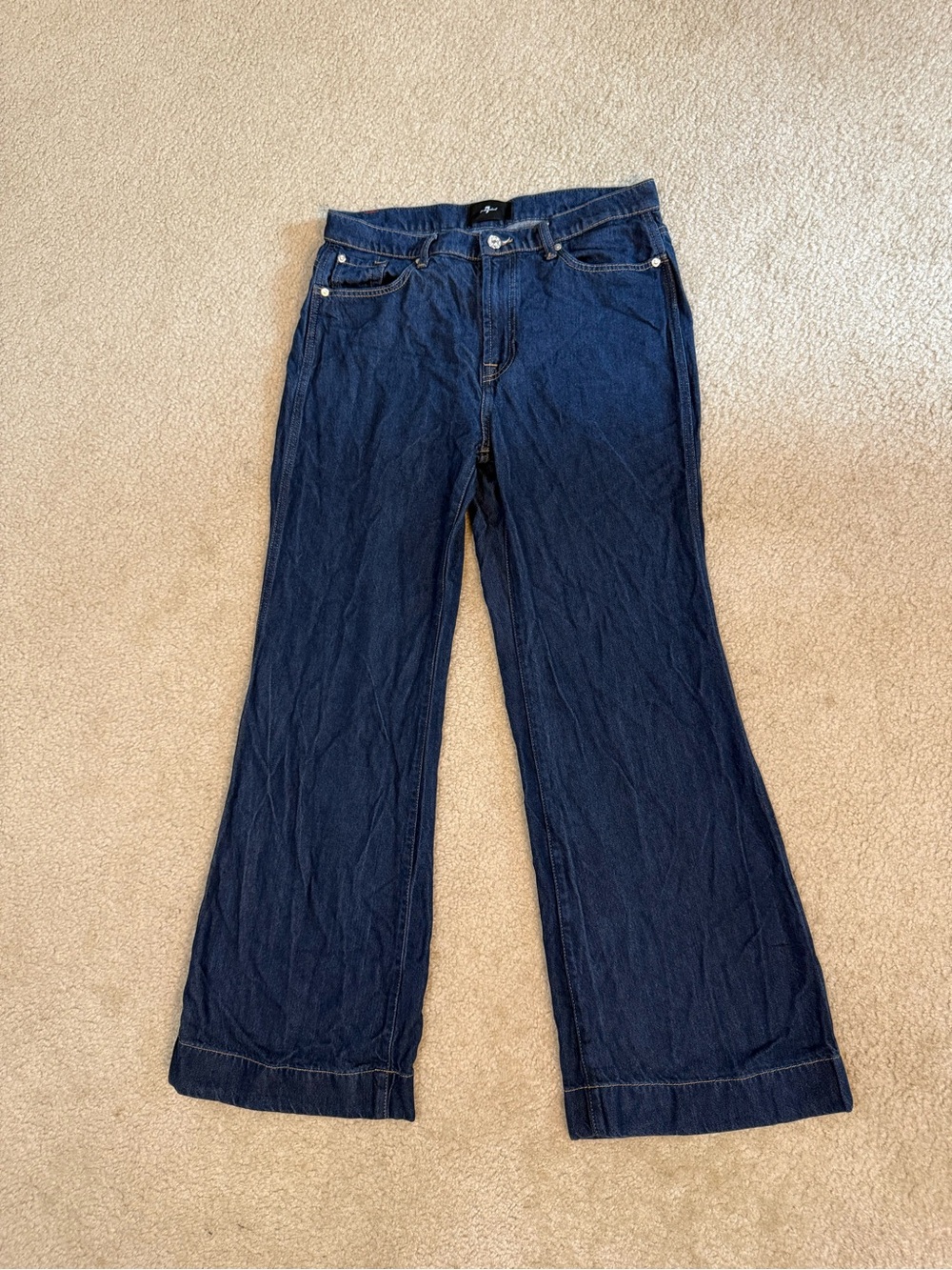 7 For All Mankind Dark Blue Wide Leg Jeans